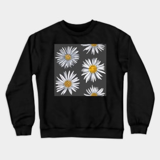 White asters on dark gray, dense Crewneck Sweatshirt